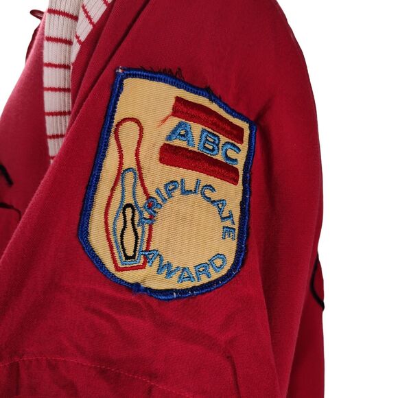 Vintage 50s Rayon Chain Stitch Bowling Shirt Size M Red Dean JCC Men's Club - Picture 7 of 13